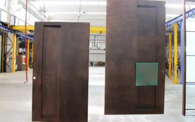 🚪 Portoni con finitura bronzo materico e maniglione verde ossido